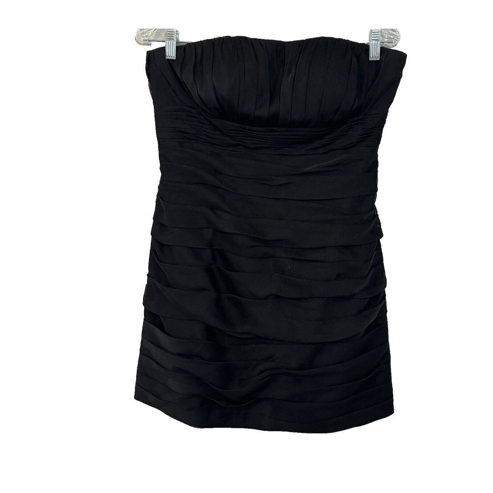 Bill Levkoff Black Strapless Ruched‎ Tiered Cocktail Dress Sweetheart Size 10